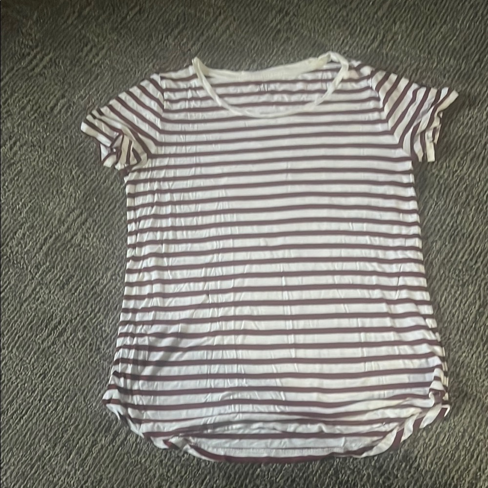 GAP White and Gray Fitted Short Sleeve T-Shirt